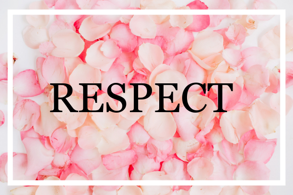Respect word on roses